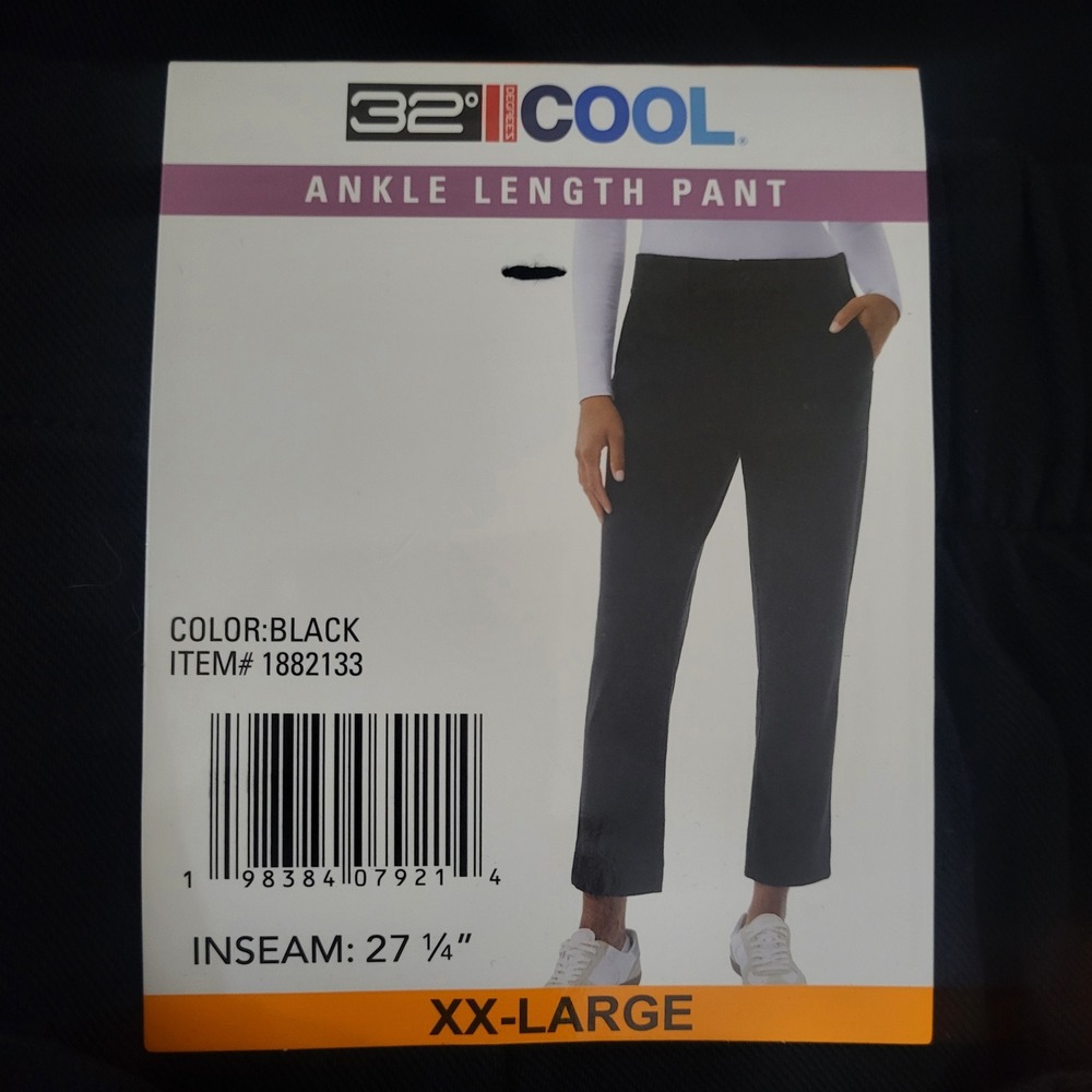 32 Degrees Cool Womens Black Ankle Length Twill Pants XXL 882133 Stretch Utility